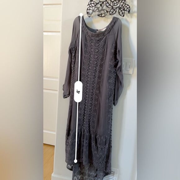 Sundance Viviana Chiffon Midi Dress in Grey 4 NWOT - Picture 7 of 11
